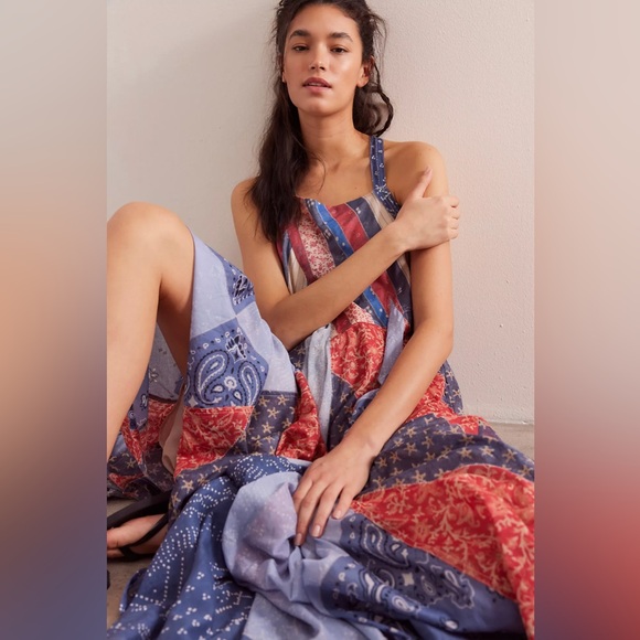 FP We The Free Heritage Maxi Dress in Americana Combo XS/S - Picture 6 of 8
